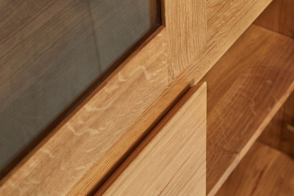 moderne Vitrine 200 x 100 x 45 cm Eiche massiv - Detailbild