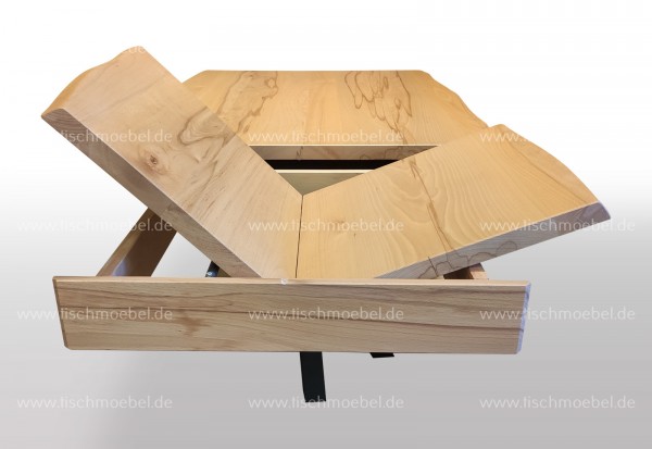 Baumtisch Kernbuche 130x80 auf Mikado Tischgestell ausziehbar