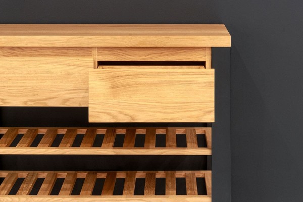 Wein-Regal 90 x 100 x 34 cm - aus massiver Eiche - Detailbild