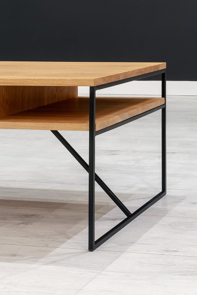 Couchtisch Holden - 140 × 60 × 45 cm aus Eiche und Stahl - Detail 3