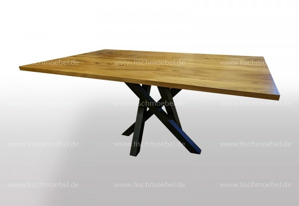 Massivholztisch 400x110 cm Rüster - Ulme auf Mikado Tischgestell