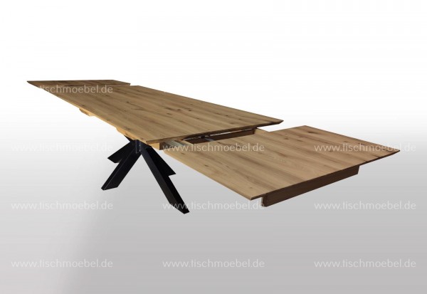 Tisch Wildeiche massiv ausziehbar auf Kreuzgestell  160x100cm