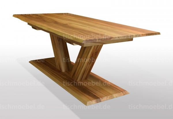 Baumtisch red gum ausziehbar V untergestell