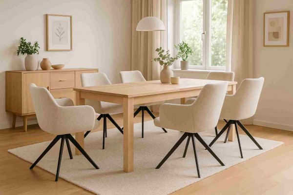 birke-ausziehtisch-mit-beigen-drehstuehlen-skandinavisches-esszimmer