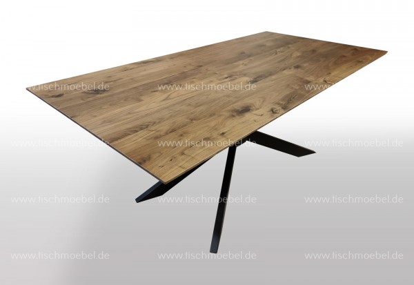 Esszimmertisch Nussbaum massiv auf Spider Gestell - ausziehbar