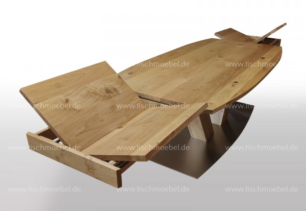 Tisch in bootsform Wildeiche ausziehbar 160x80cm