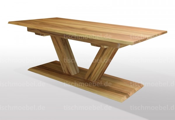 Baumkanten tisch amberbaum ausziehbar V untergestell