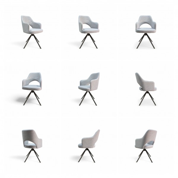 Moderner Drehstuhl auf Spider Gestell - rundum Ansicht