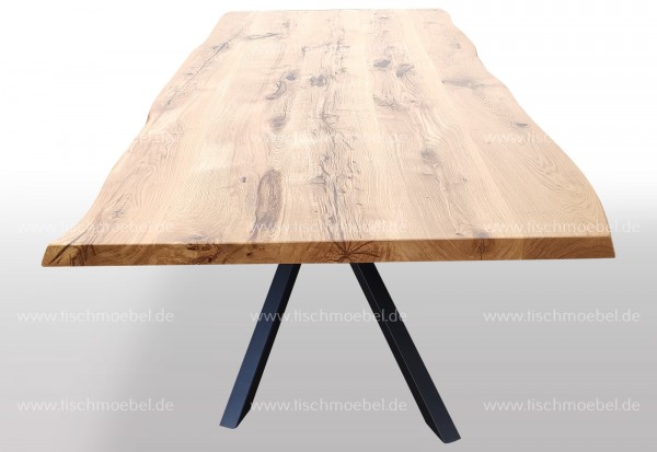 Esstisch mit Baumkante auf Mikado Tischuntergestell 200x90cm