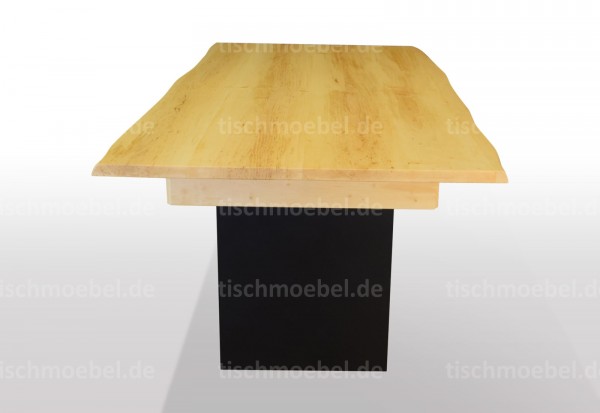 tisch mit naturkante erle ausziehbar massiv schwarzstahl wangentisch