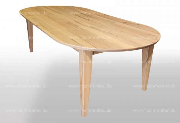 ovaler Tisch massiv 170x100 ausgezogen per Mittelauszug um 2x40cm