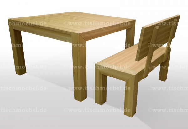 esszimmertisch mit Sitzbank Esche massiv ausziehbar