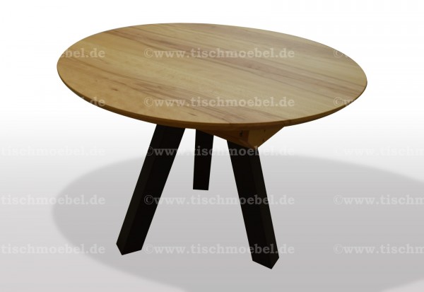 Ausziehtisch rund schwarzstahl Kernbuche