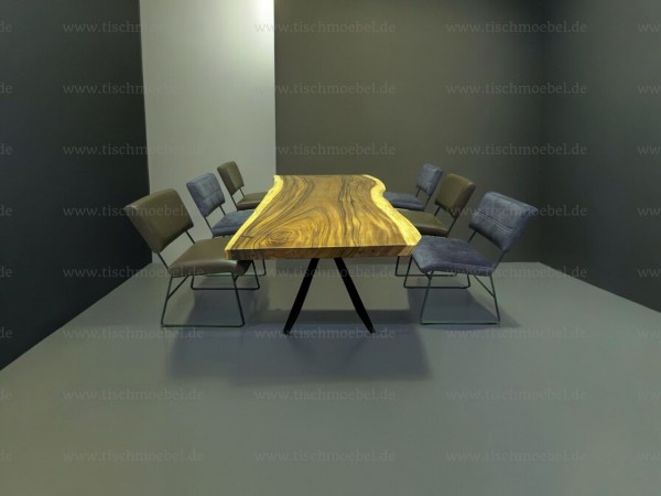 Tisch suar in Kombination mit 6 Esszimmer-Stühlen Newada