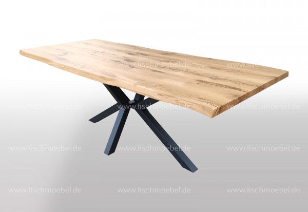 Baumtisch Kreuzgestell schwarzstahl 180x90cm