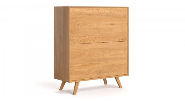 HighBoard Buche massiv 120x140x50 cm - Kommode mit Türen