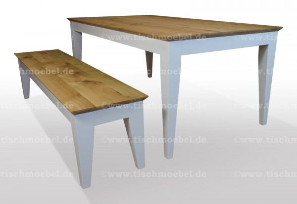 wildeiche esstisch  und sitzbank ausziehbar landhausstill