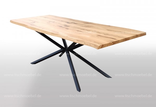 Tisch mit Baumkante auf Spider II Metallgestell 240x90cm