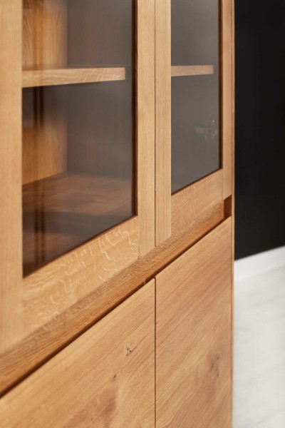 moderne Vitrine 200 x 100 x 45 cm Eiche massiv - Detailbild 1