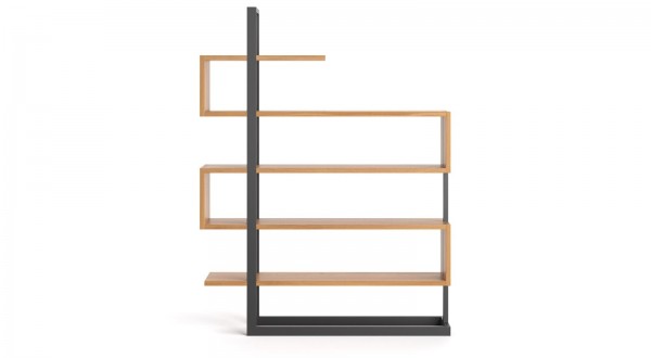 Loftregal 210x160x35cm Eiche massiv - Stahl - Frontansicht