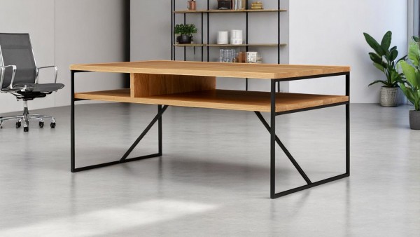 Wohnzimmertisch Holden  (80 × 60 × 45 cm) aus Eiche und Stahl