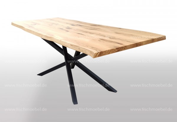 Baumkantentisch auf Mikado Tischgestell 200x90cm 