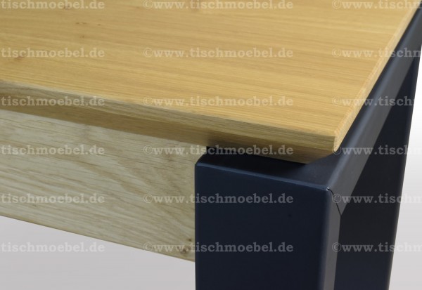 Esstisch Wildeiche 160x80cm massiv ausziehbar Schwarzstahl Untergestell