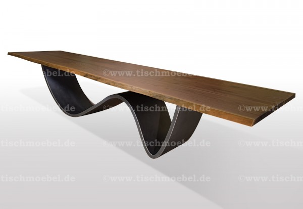 Baumtisch auf Wave Tischgestell