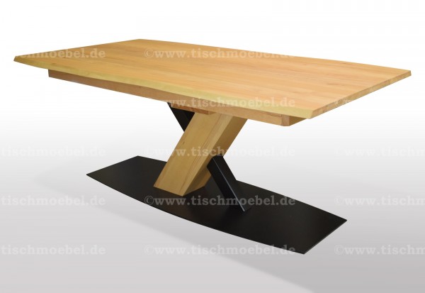 Esstisch Kernbuche 200x100cm auf X-Untergestell mit Baumkante