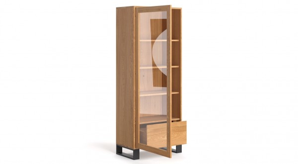 Vitrine 205 x 100 x 45 cm Eiche massiv - industrial design