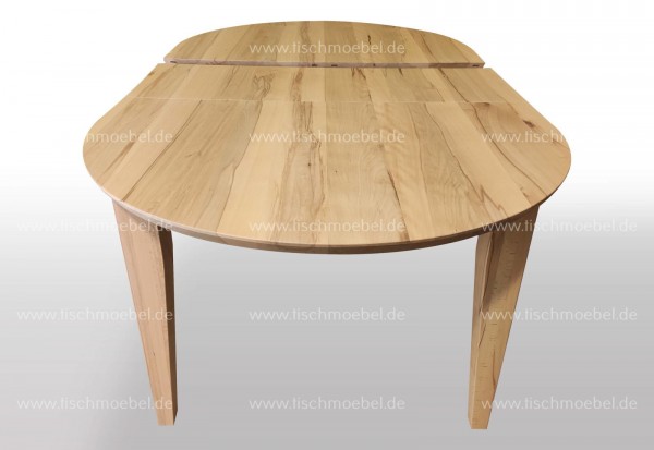 ovaler Tisch massiv 200x100cm ausziehbar per Mittelauszug um 2x40cm Beine konisch, Schweizer Kante