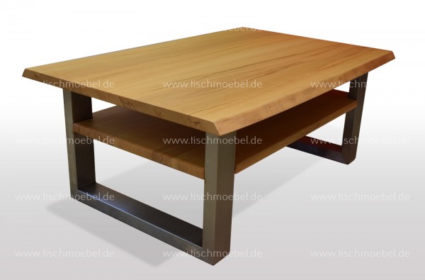 Couchtisch mit Baumkante mit Ablage Kernbuche 110x50cm