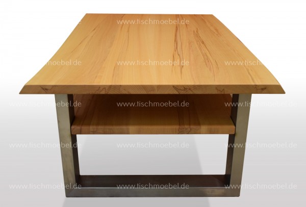 Wohnzimmertisch mit Baumkante mit Ablage Kernbuche 110x50cm