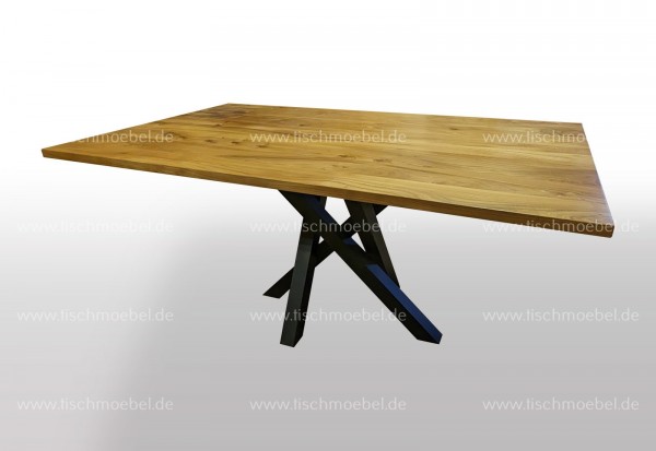 Massivholztisch 400 x 110 cm Rüster - Ulme auf Mikado Tischgestell
