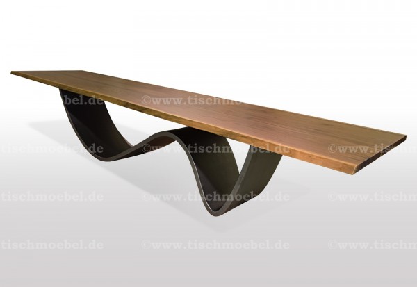 Baumkantentisch auf Wave Tischgestell