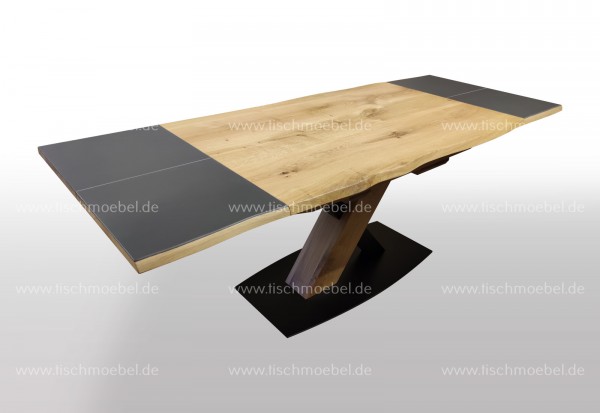 Ausziehtisch Eiche ausziehbar massiv mit Keramik 160x110cm