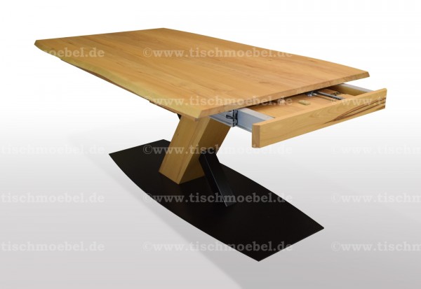 Esstisch Kernbuche 200x100cm auf X-Untergestell mit Baumkante
