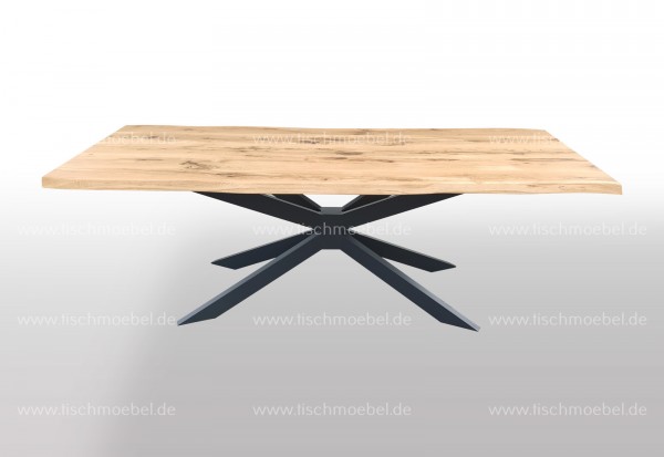 Baumkantentisch auf Spider Tischgestell aus Metall 200x90cm