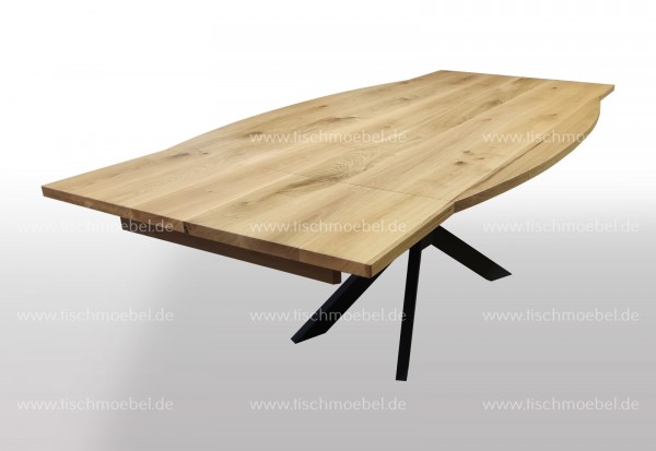 Esstisch Bootsform Kirschbaum amerikanisch ausziehbar 140x80 auf Spider Tischgestell