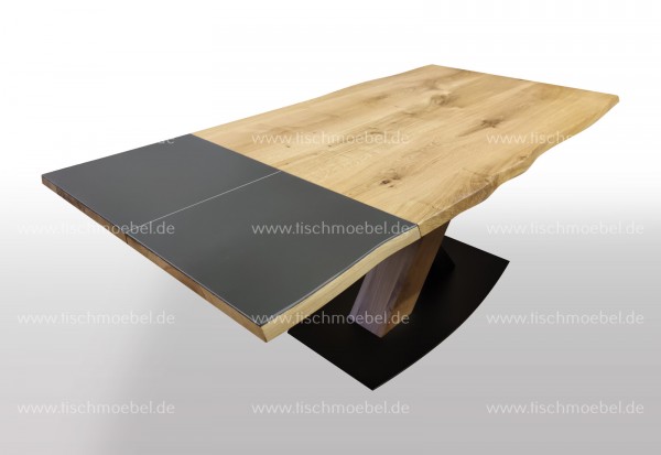 Ausziehtisch nach Maß Wildeiche ausziehbar massiv mit Keramik Kopfauszug 160x110cm