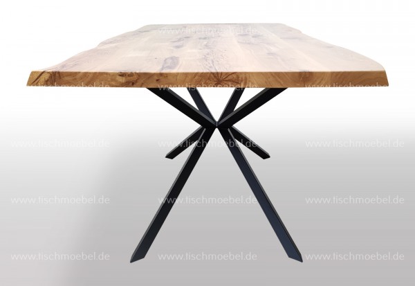 Esstisch mit Baumkante auf Spider II Tischuntergestell 240x90cm