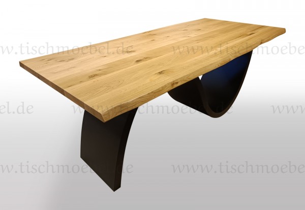 Baumtisch Eiche auf Wellen Gestell 220x120cm