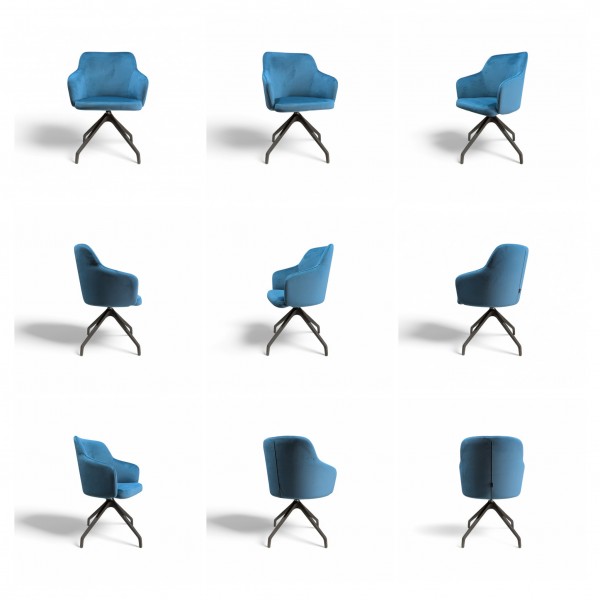 moderner Armlehnen Stuhl mit Drehfunktion - rundum Ansicht