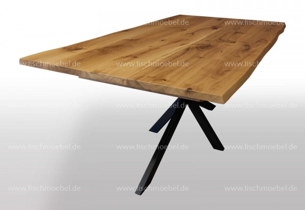 Designeresstisch ausziehbar auf Kreuzgestell nicht ausgezogen Seitenansicht 180x90cm