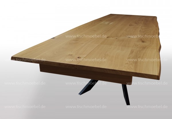 Tisch mit Baumkante auf Spider Untergestell 140x80cm ausziehbar