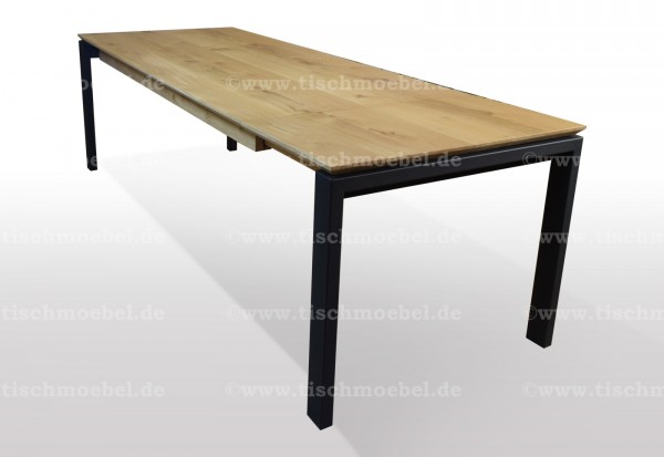 Esstisch Eiche 120x80cm massiv ausziehbar Schwarzstahl Untergestell