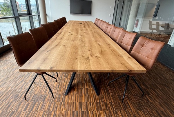 Besprechungstisch SET - 18 Lederstühle Tische 540x130cm 