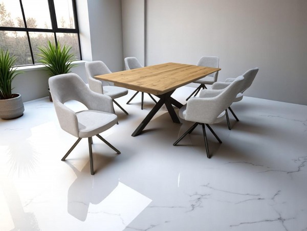 Esstisch ausziehbar - mit sechs Stühlen