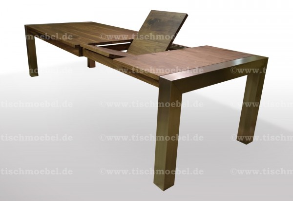 Holztisch nussbaum edelstahl ausziehbar min