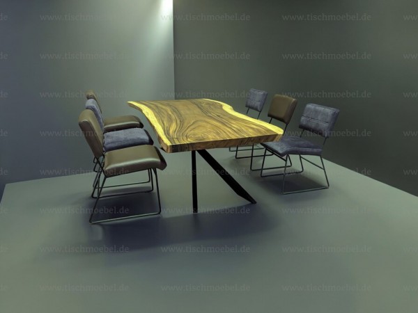 Holztisch suar in Kombination mit 6 Esszimmer-Stühlen Newada
